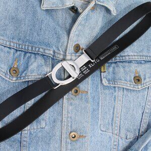 90s Point Zero Black Genuine Leather Silver Clasp Belt Made in Canada XL 38"